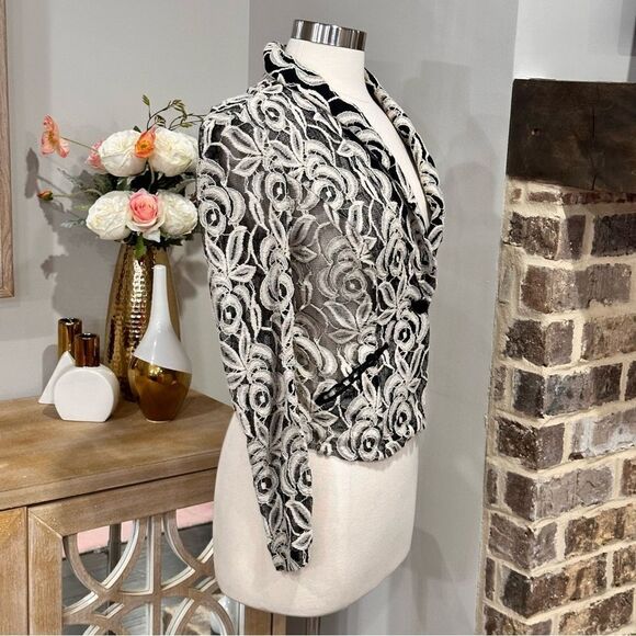 INC International Concepts Women’s Flower Lace Sheer Jacket in the Size Small - Picture 6 of 12